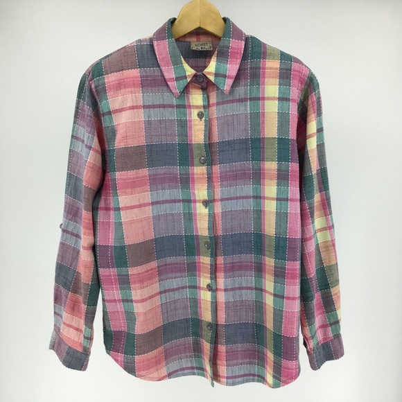 Koret City Blues Vintage Plaid Button-Up Shirt - Picture 8 of 14
